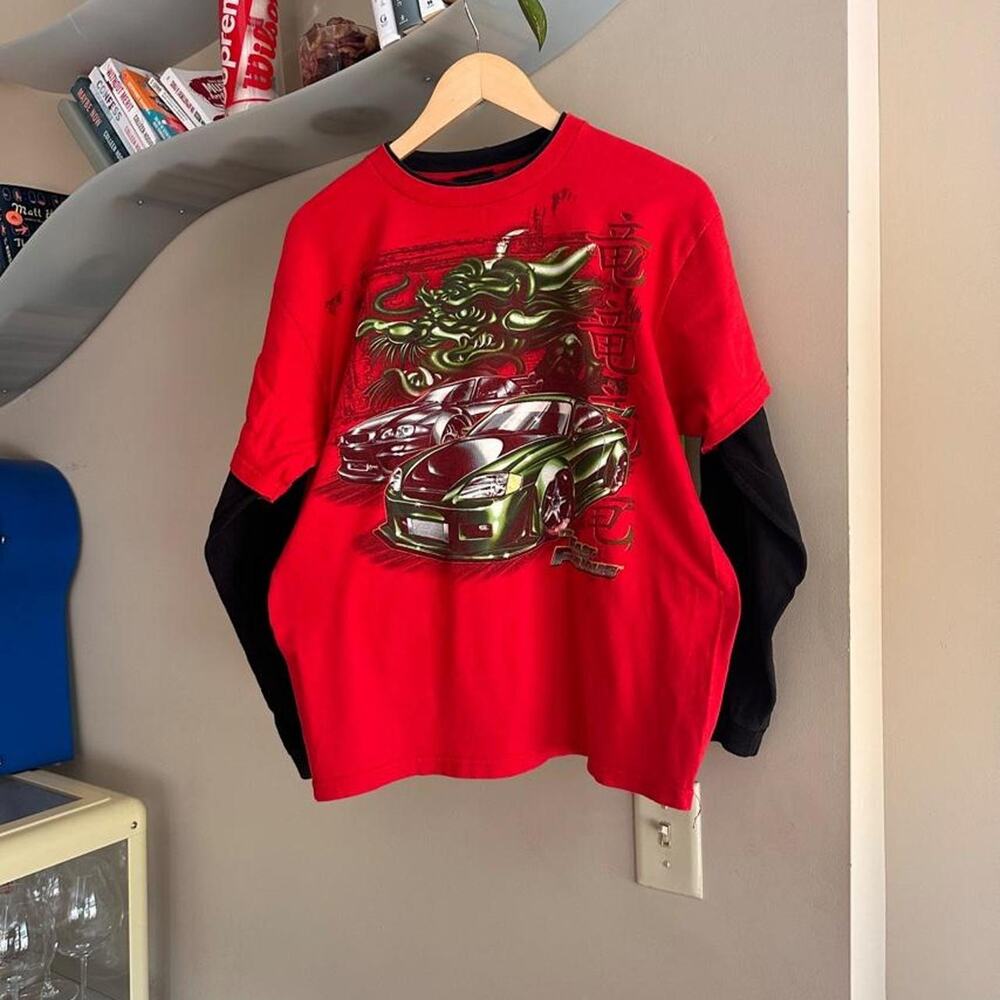 Vintage Y2K Fast and Furious Long Red Sleeve Shirt